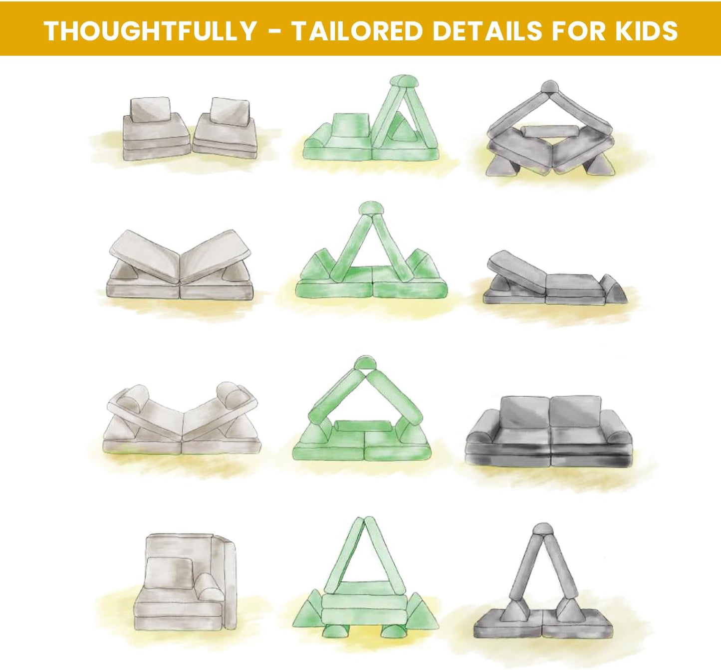 Waterproof Kids Modular Sofa for Outdoor & Indoor