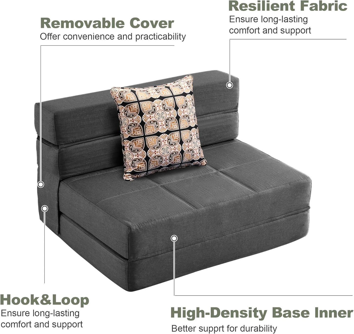 Fold Sofa Bed-Sleeper Single with Pillow