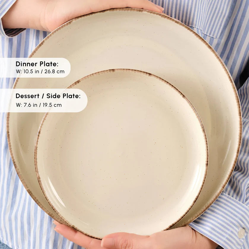 18-Piece Stoneware Dinner Set for 6 People, Cream