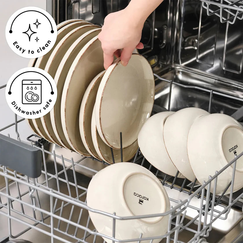 18-Piece Stoneware Dinner Set for 6 People, Cream